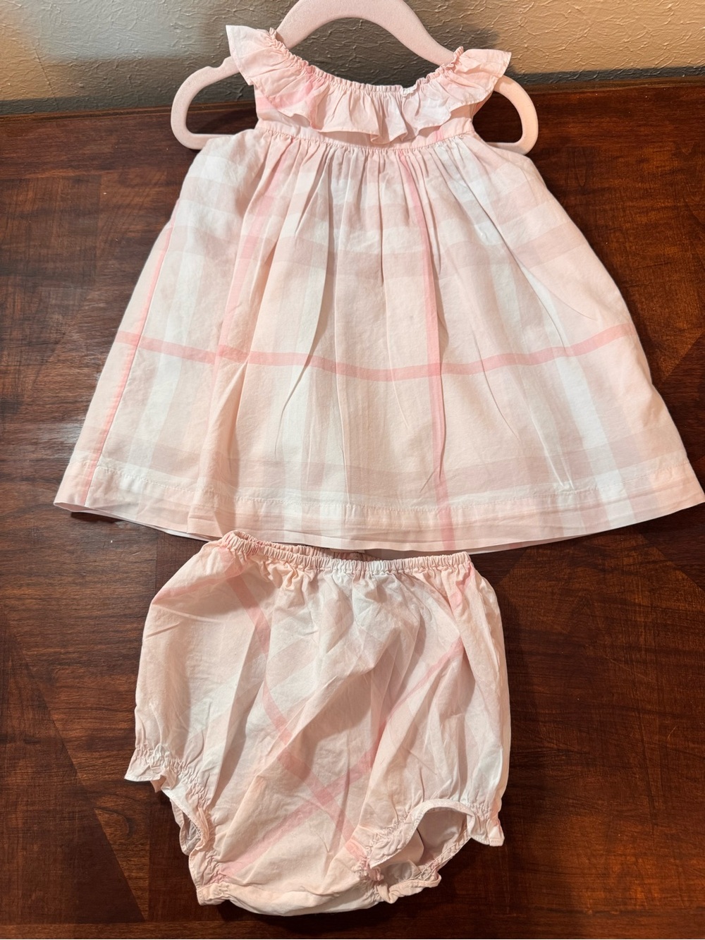 Burberry Children Pink Check Dress and Bloomers Set